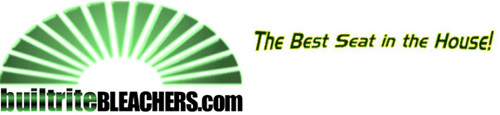 BuiltRiteBleachers.com logo and phone number website header. 