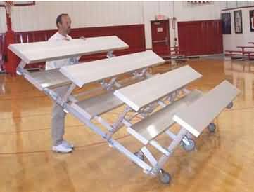 TNR-0309ALRS 3 Row 9L Low Rise Single Foot Plank Tip n Roll Bleacher