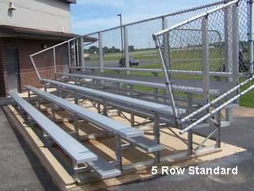 Standard Height Bleachers -5 Row -30ftL -Single Footplank Aluminum Understructure