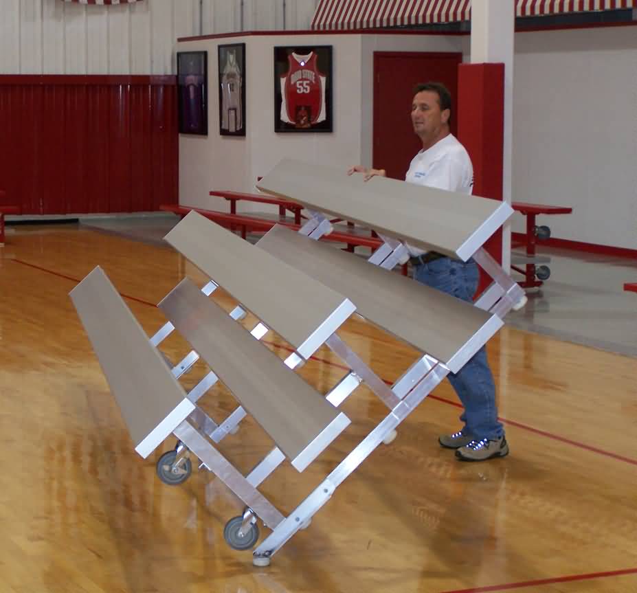 2 row 24' Standard Height, Tip and Roll Bleacher, Single Footpank, 276 lbs. Seats 32