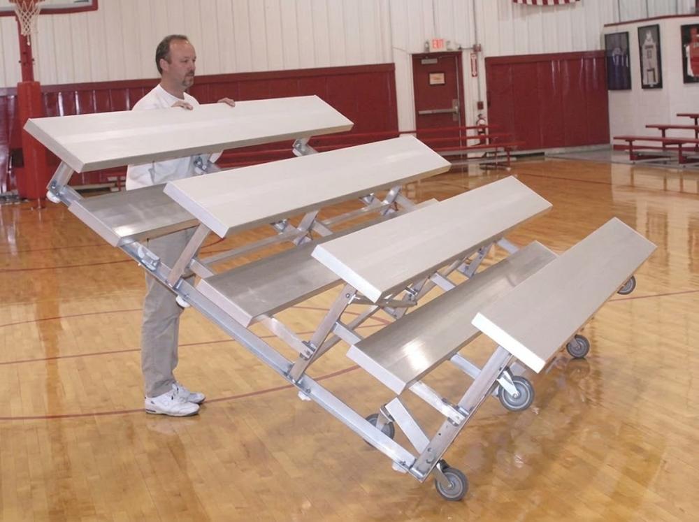 TNR-0307.5ALRS 3 Row -7.5'L -Low Rise, Single Foot Plank, Tip n Roll Bleacher