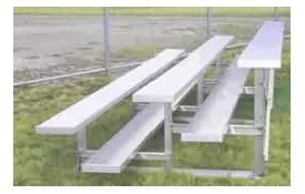 image of Standard Height Bleacher -3-row  7.5ftL -Single Footplank Galvanized Steel Frames