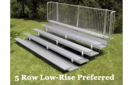 BRB-0524ALRP 5-Row 24ftL Double Foot plank, Low Rise Bleacher