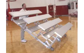 TNR-0307.5ALRS 3 Row -7.5'L -Low Rise, Single Foot Plank, Tip n Roll Bleacher