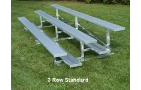 image of Standard Height Bleachers -3 Row -7.5ftL -Single Footplank Aluminum Understructure